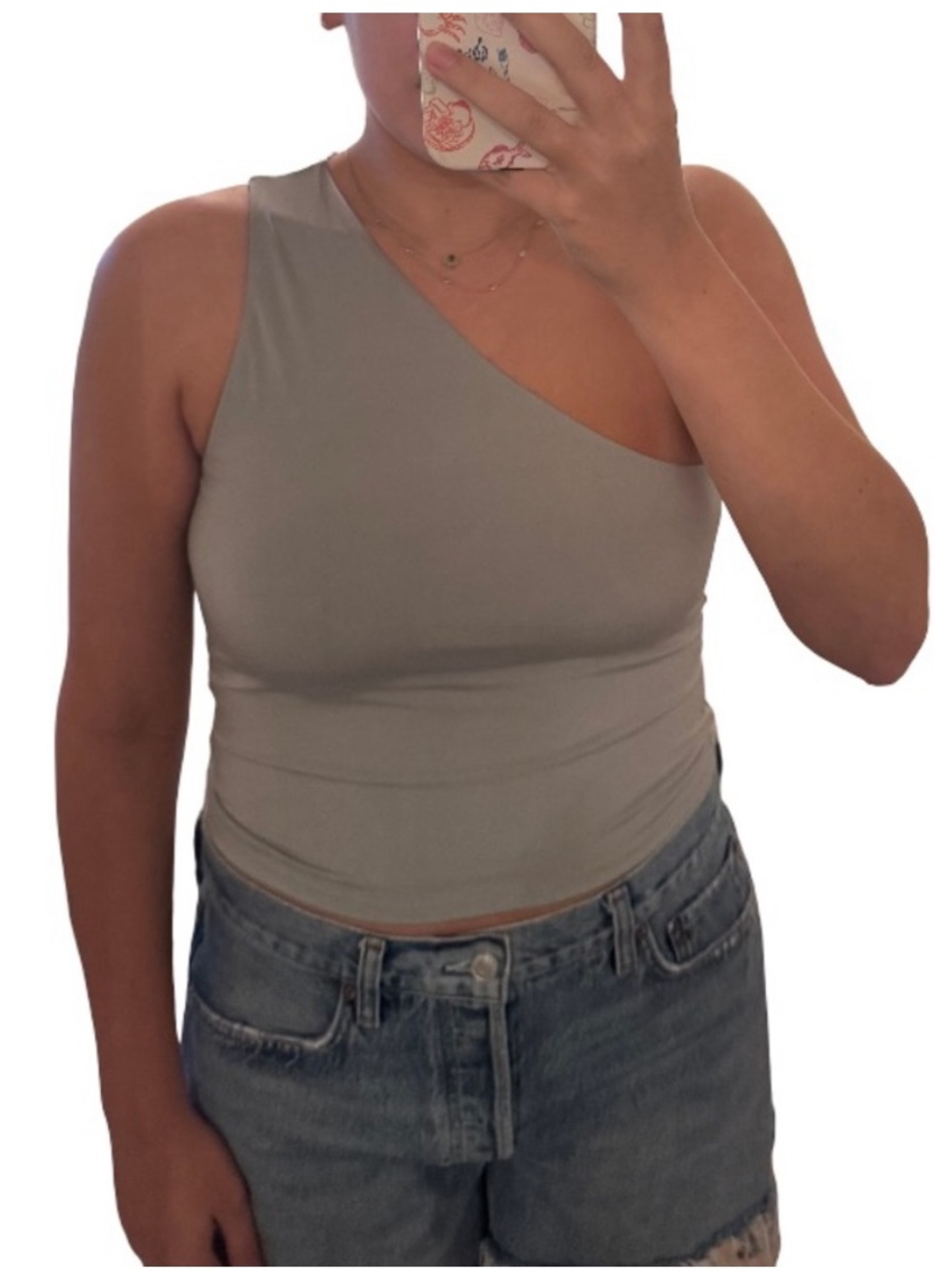 Express One-Shoulder Tank Top in Gray